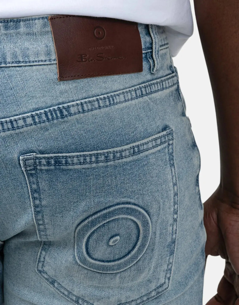 Ben Sherman Men's Abrasion Slim Fit Denim Jeans - Durable Light Blue