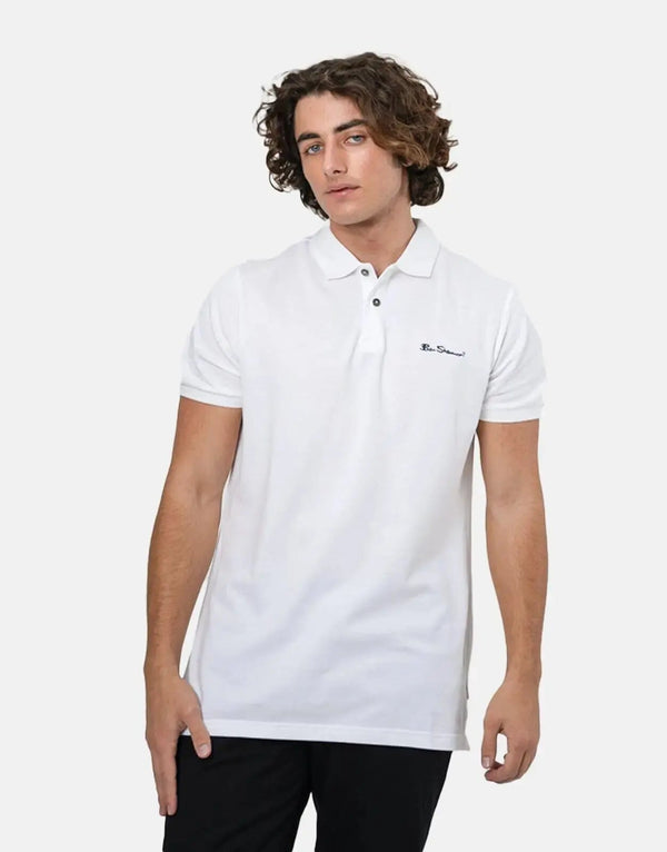Ben Sherman Men's Benpolo White Pique Polo Shirt - Classic Casual Style
