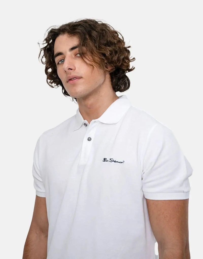 Ben Sherman Men's Benpolo White Pique Polo Shirt - Classic Casual Style