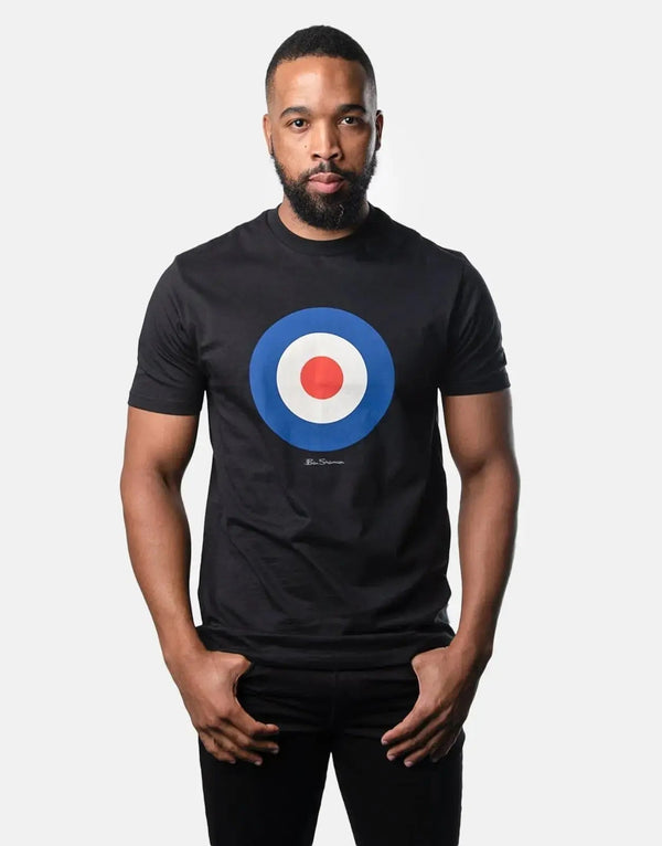 Ben Sherman Men's Classic Black Target Logo Organic Cotton T-Shirt