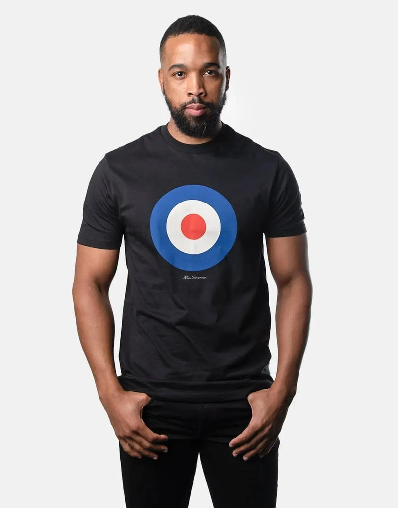 Ben Sherman Men's Classic Black Target Logo Organic Cotton T-Shirt