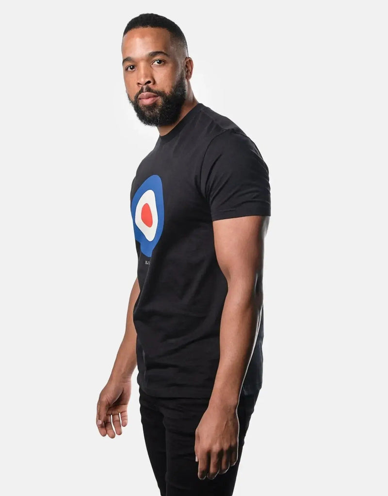 Ben Sherman Men's Classic Black Target Logo Organic Cotton T-Shirt