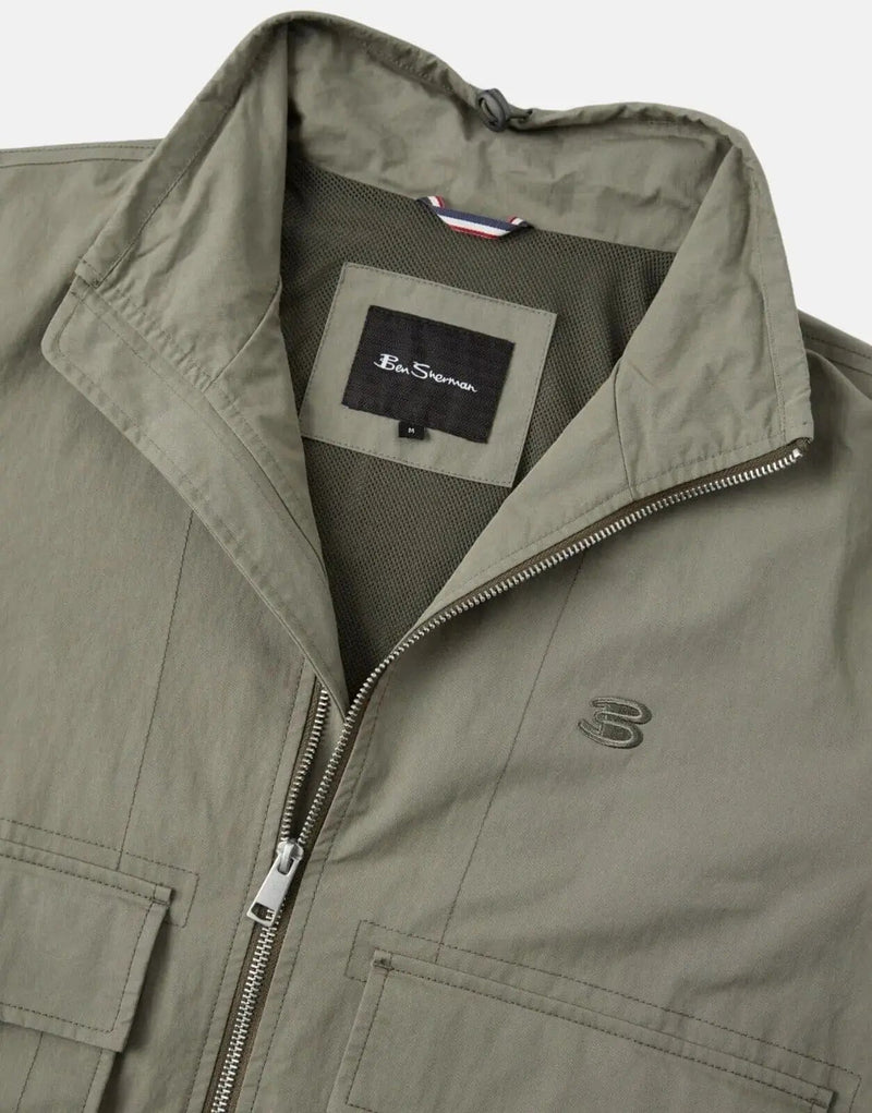 Ben Sherman Men's Durable Green Worker Jacket: Classic Style, Practical Pockets