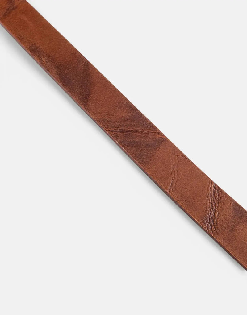 Ben Sherman Distressed Tan Leather Belt: Unique Target Buckle, Durable Men's Style