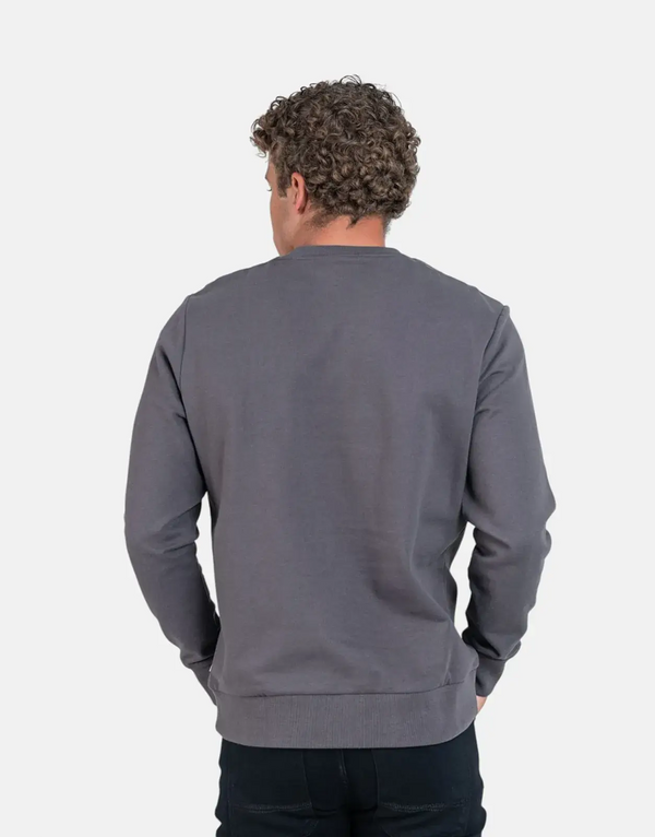 Ben Sherman Men's Charcoal Crewneck Sweatshirt: 3D Embossed Happy Bear Graphic