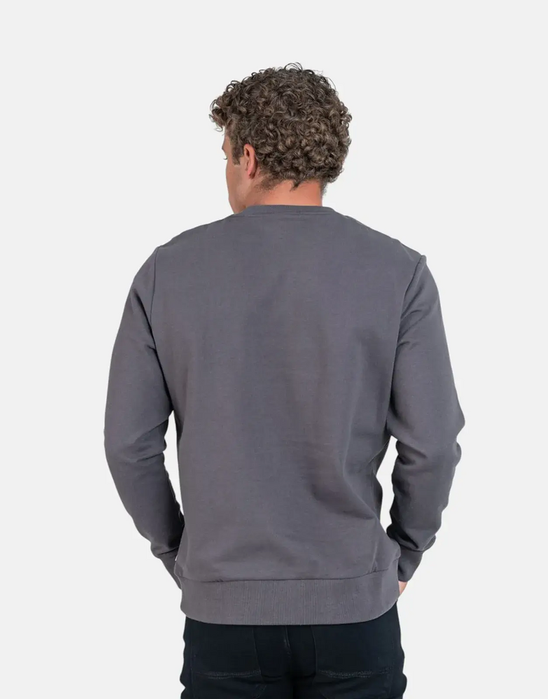 Ben Sherman Men's Charcoal Crewneck Sweatshirt: 3D Embossed Happy Bear Graphic