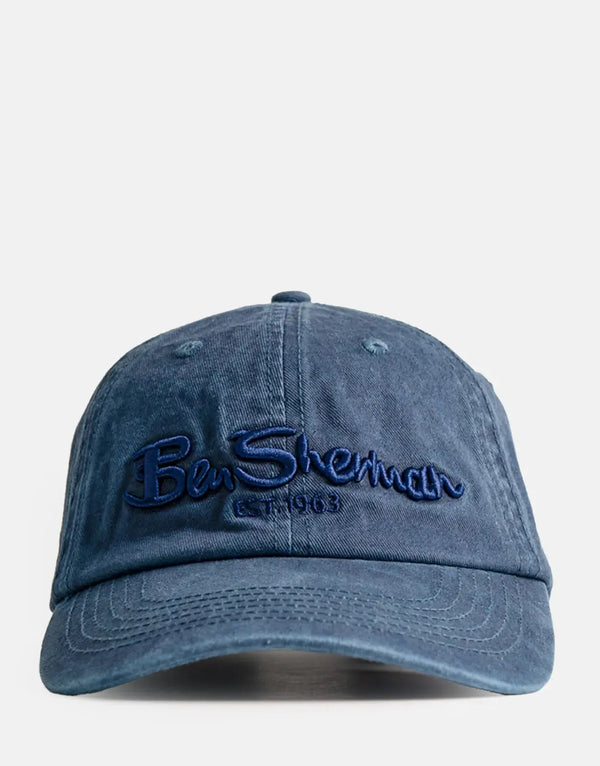 Ben Sherman Faded Blue Cotton Baseball Cap, Adjustable, Target Emblem, Union Jack