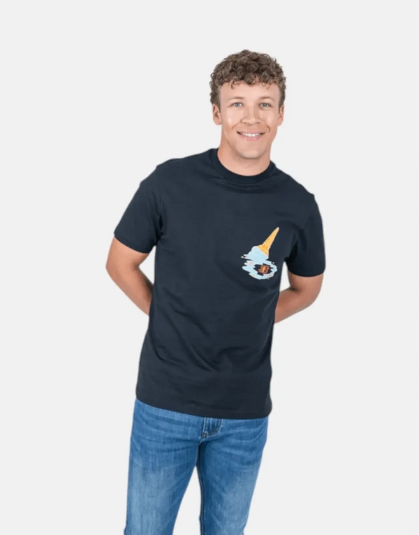 Ben Sherman Men's Black Ice Cream Splat Graphic T-Shirt - Premium Cotton