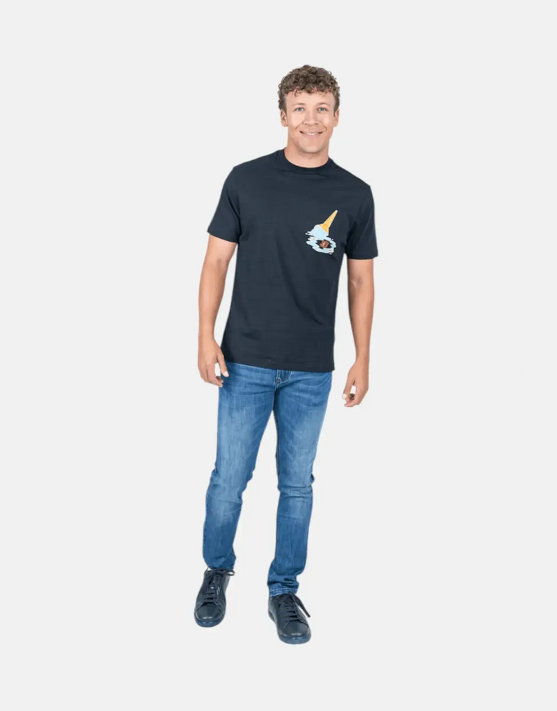 Ben Sherman Men's Black Ice Cream Splat Graphic T-Shirt - Premium Cotton