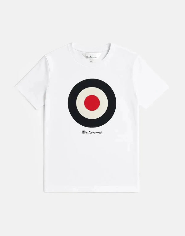 Ben Sherman Kids' Target Logo White T-Shirt - Soft Cotton, Classic Style
