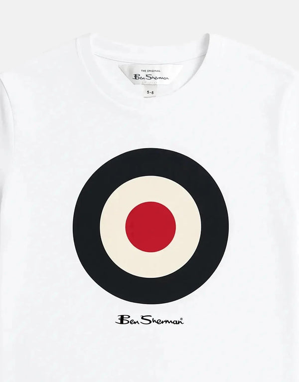 Ben Sherman Kids' Target Logo White T-Shirt - Soft Cotton, Classic Style