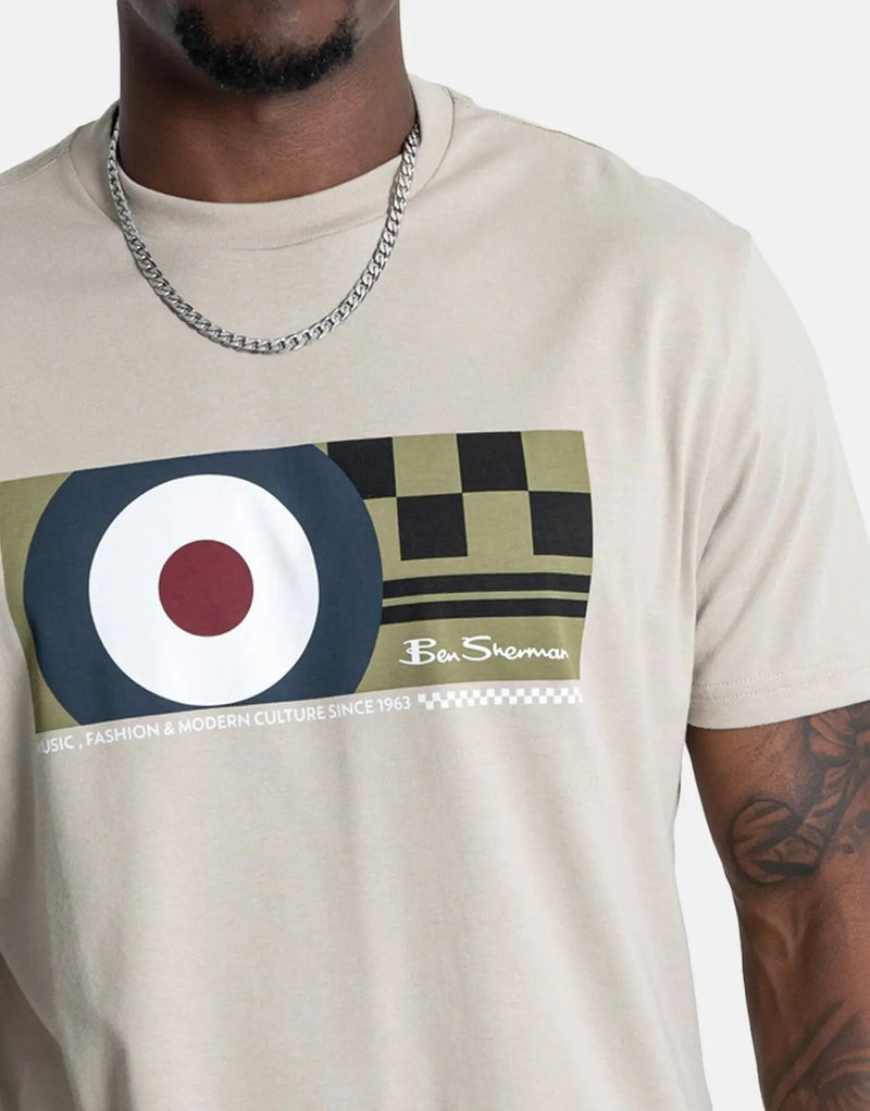 Ben Sherman Men's Classic Fit Knock Out Brown Graphic Cotton T-Shirt