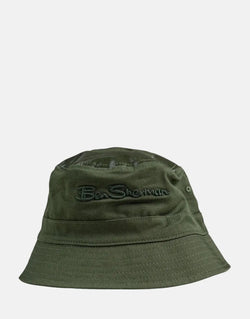 Ben Sherman Reversible Plastisol Bucket Hat: Stylish Deep Fern Green Design