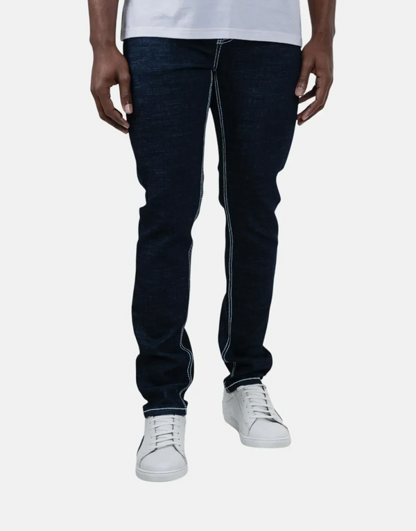 Ben Sherman Men's Dark Navy Slim Fit Denim Jeans, Contrast Stitching, Comfortable Stretch