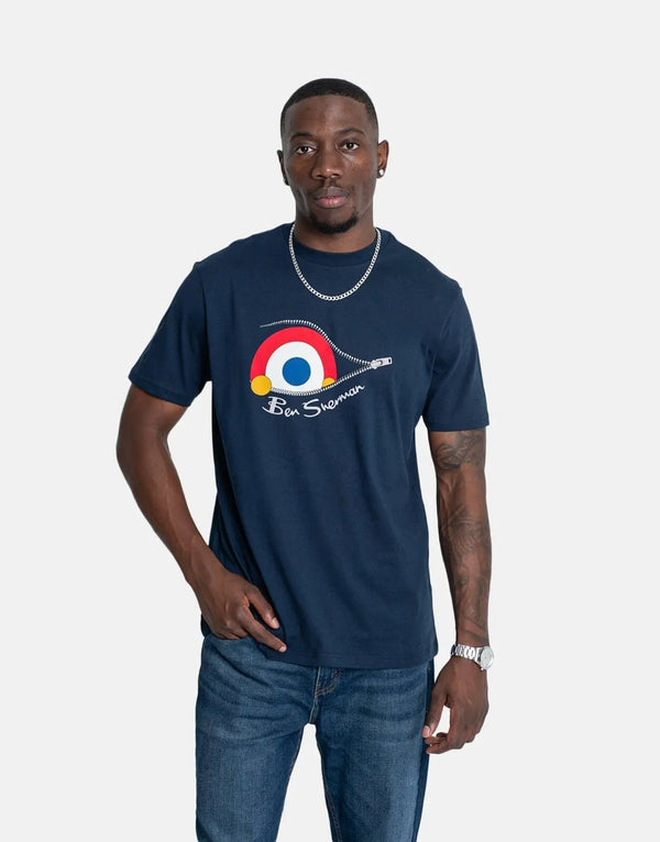 Ben Sherman Men's Retro Target Logo Navy T-Shirt: Classic Cotton Comfort