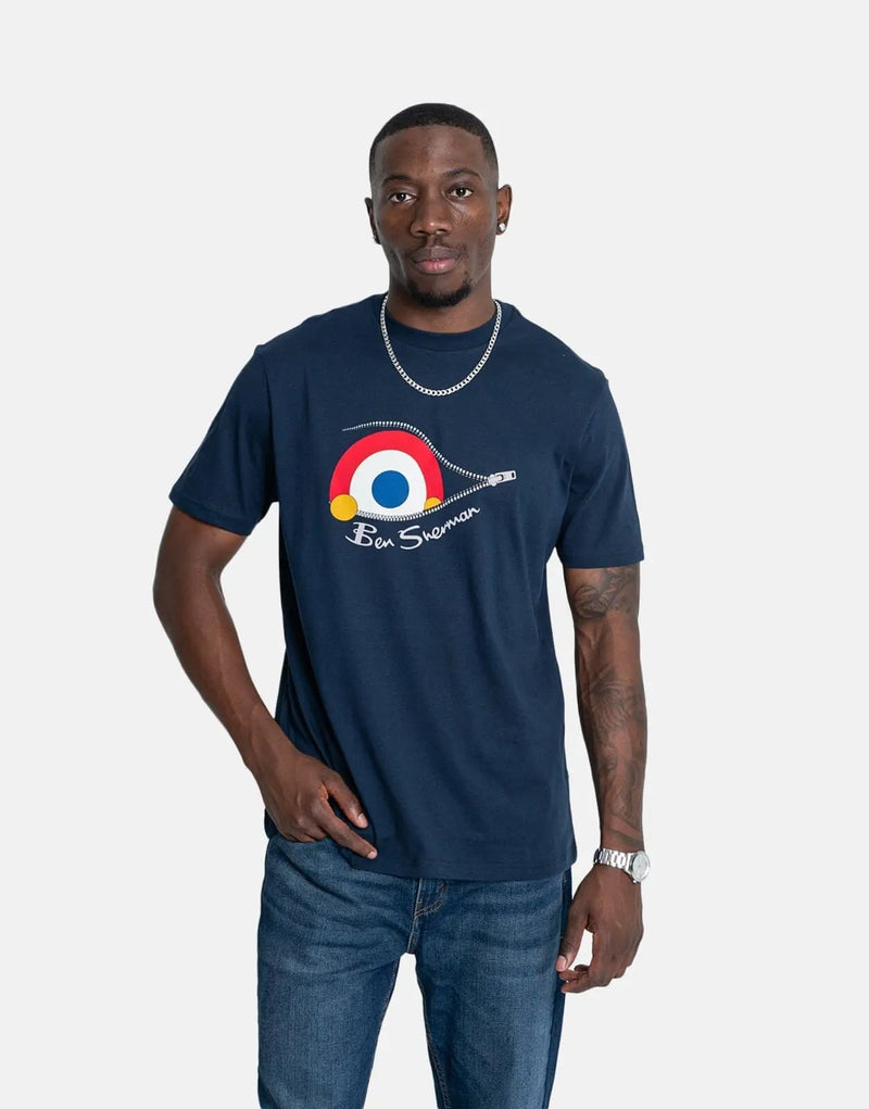 Ben Sherman Men's Retro Target Logo Navy T-Shirt: Classic Cotton Comfort