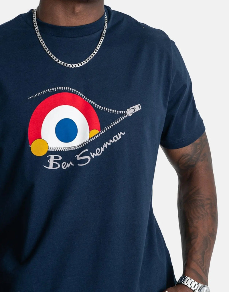 Ben Sherman Men's Retro Target Logo Navy T-Shirt: Classic Cotton Comfort