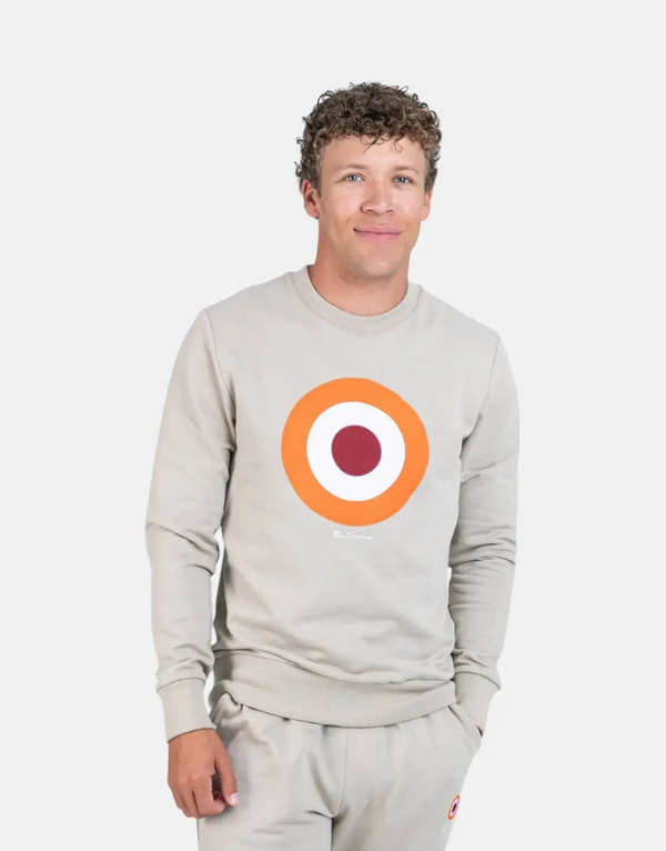 Men's Ben Sherman Target Crew Neck Sweatshirt with Embroidered Bullseye Logo