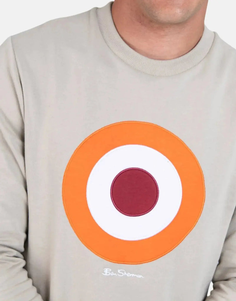 Men's Ben Sherman Target Crew Neck Sweatshirt with Embroidered Bullseye Logo