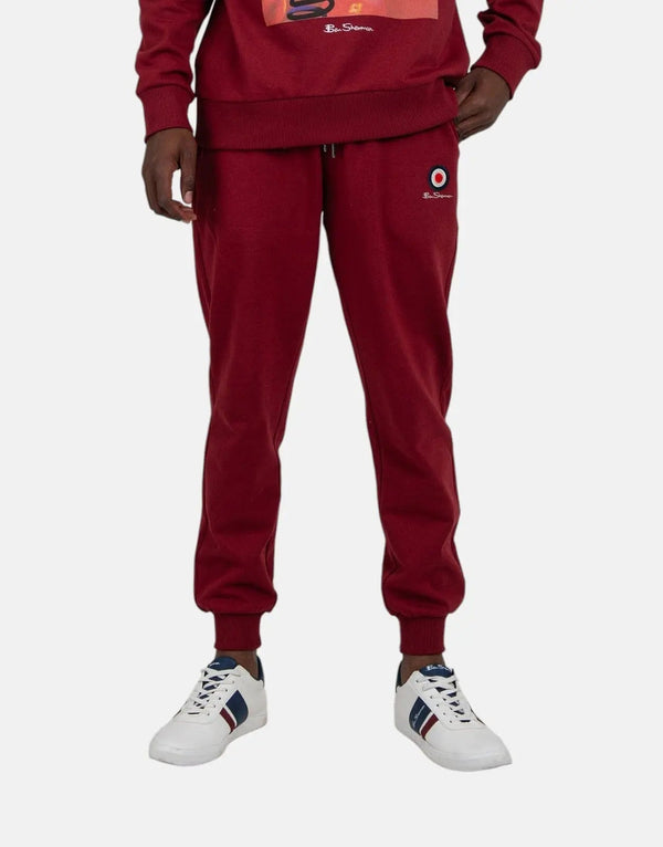 Ben Sherman Men's Organic Cotton Target Emblem Joggers - Comfortable Red Sweatpants