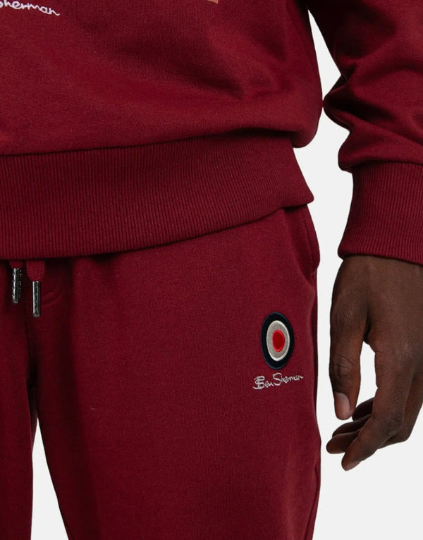 Ben Sherman Men's Organic Cotton Target Emblem Joggers - Comfortable Red Sweatpants