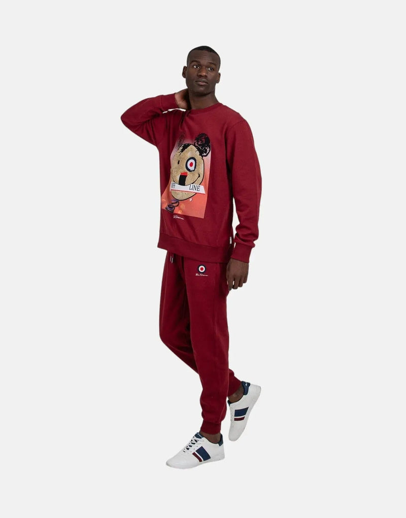 Ben Sherman Men's Organic Cotton Target Emblem Joggers - Comfortable Red Sweatpants