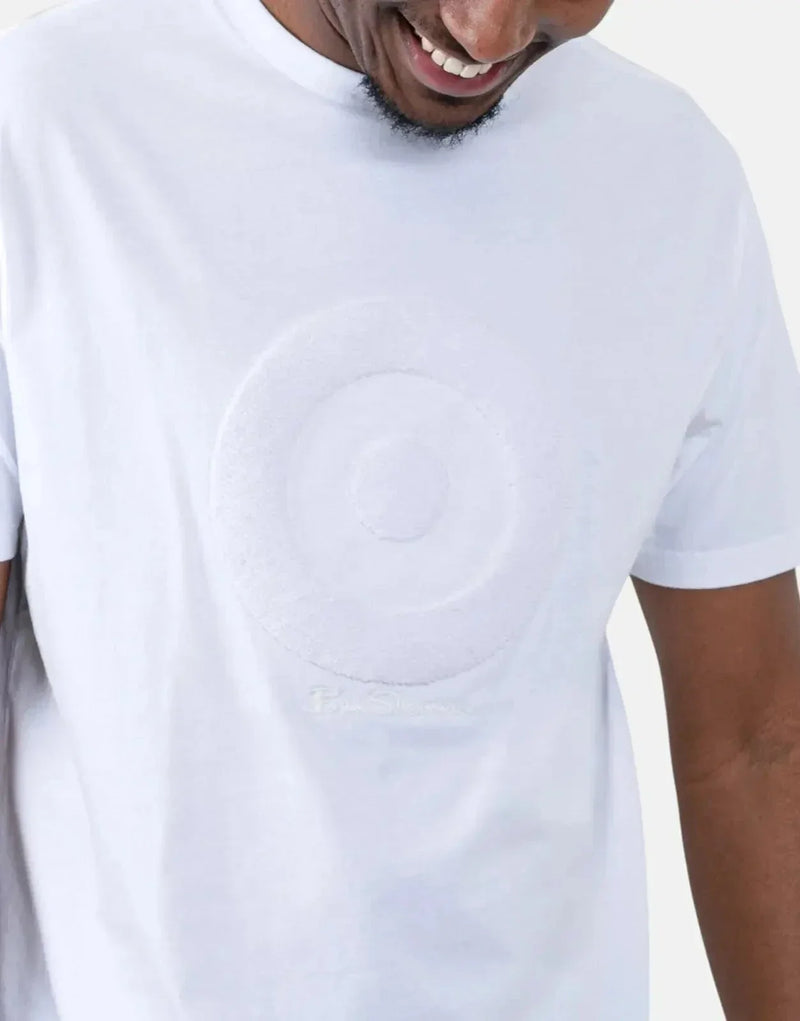 Classic Ben Sherman Men's White T-Shirt: Iconic Target Towelling Design
