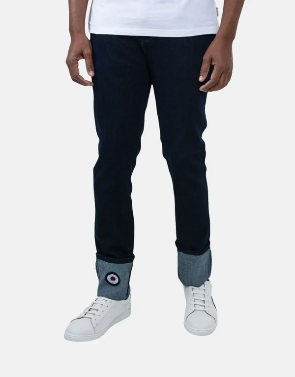 Ben Sherman Target Turn-Up Slim Fit Denim Jeans: Dark Blue Style