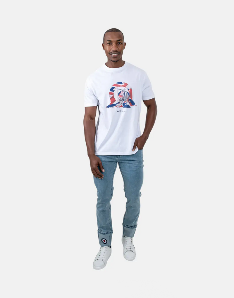 Ben Sherman Target Slim Fit Jeans: Light Blue Denim, Stylish Turn-Up Design