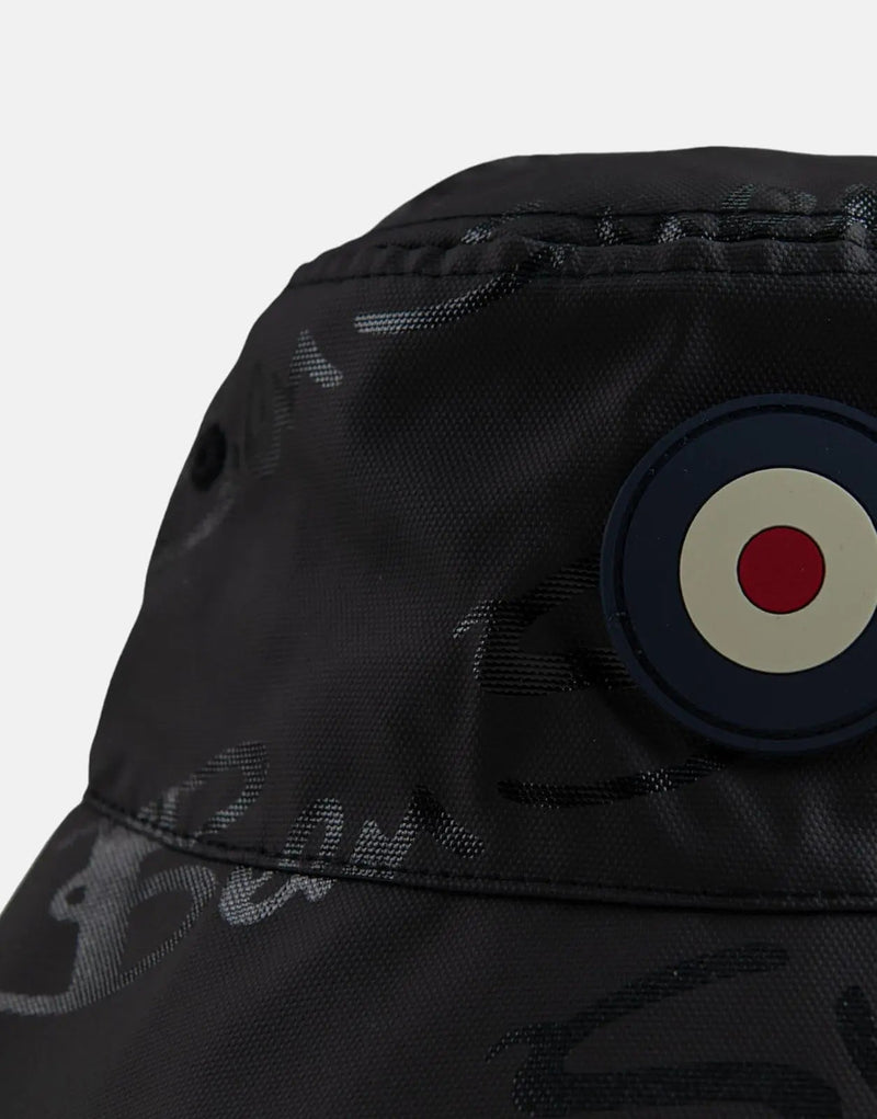 Ben Sherman Men's Premium Waxed Target Logo Bucket Hat - Stylish Black Design