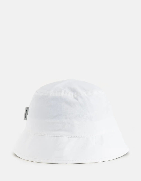 Iconic Ben Sherman White Waxed Bucket Hat, Durable Sun Protection, Classic Style