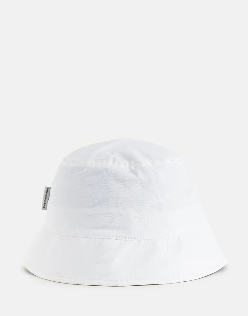 Iconic Ben Sherman White Waxed Bucket Hat, Durable Sun Protection, Classic Style