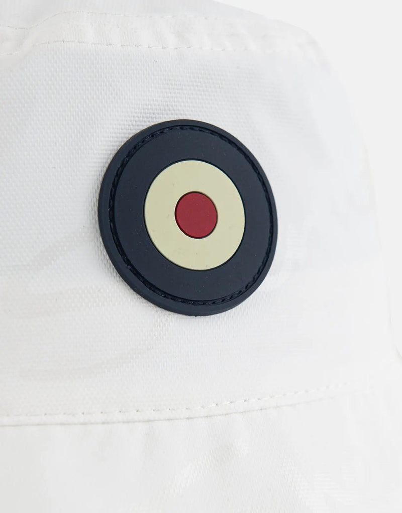 Iconic Ben Sherman White Waxed Bucket Hat, Durable Sun Protection, Classic Style