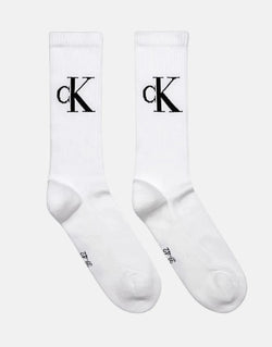 Premium Calvin Klein Men's White Crew Socks: 2-Pack, Cotton Blend, Comfort Fit
