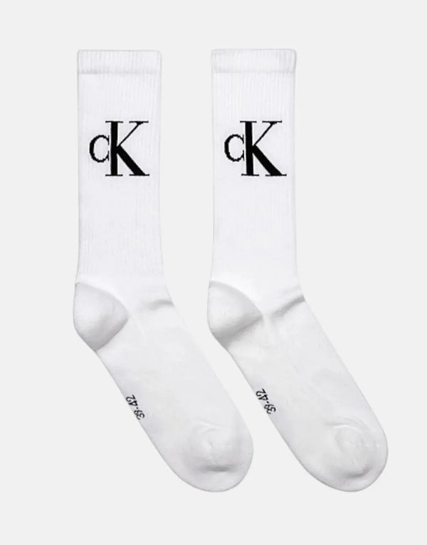 Premium Calvin Klein Men's White Crew Socks: 2-Pack, Cotton Blend, Comfort Fit