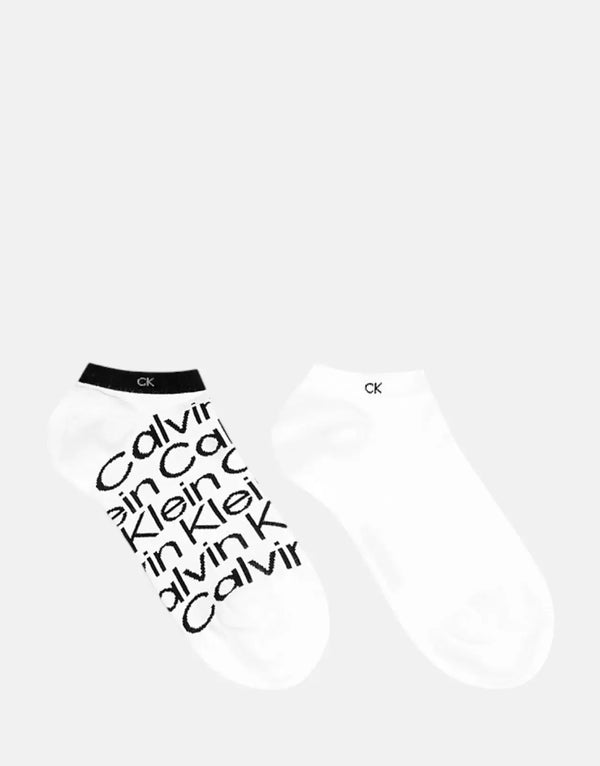 Premium Calvin Klein 2-Pack White Ankle Socks with Signature Logo Cuff