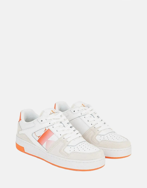 Calvin Klein White Basket Cupsole Lace Mix NBS Sneakers for Women