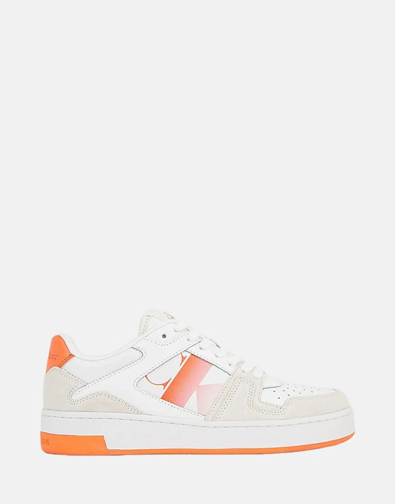 Calvin Klein White Basket Cupsole Lace Mix NBS Sneakers for Women
