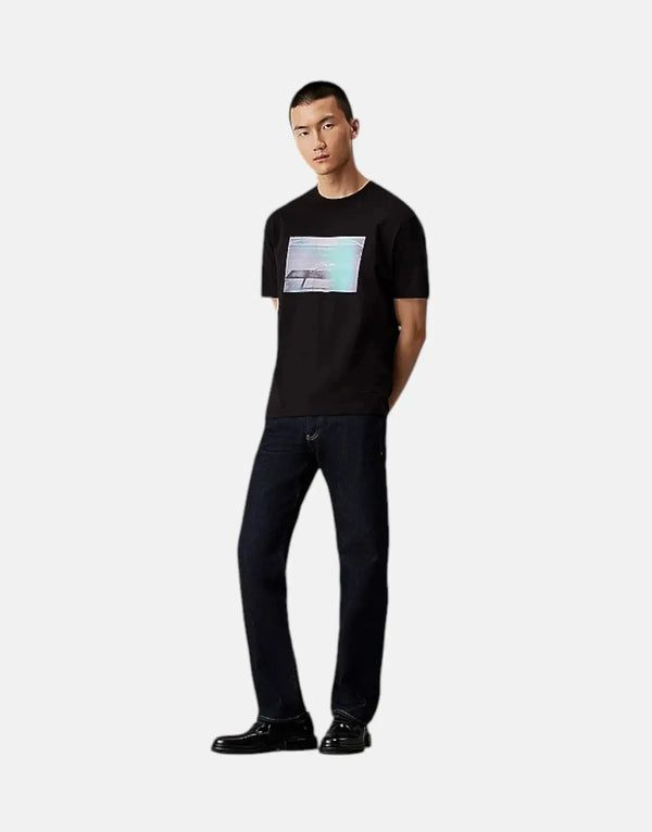 Calvin Klein Men's Black Basketball Court Graphic Regenerative Cotton T-Shirt
