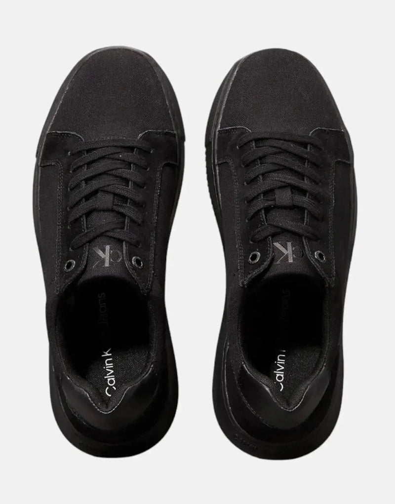 Calvin Klein Men's Chunky Cupsole Black Canvas Sneakers for Modern Style