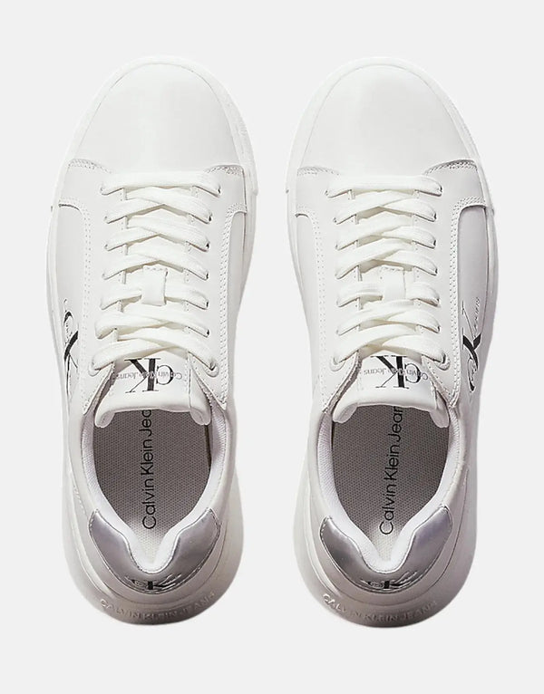Calvin Klein Women's Chunky Cupsole Lace-up White Fashion Sneakers for Comfort
