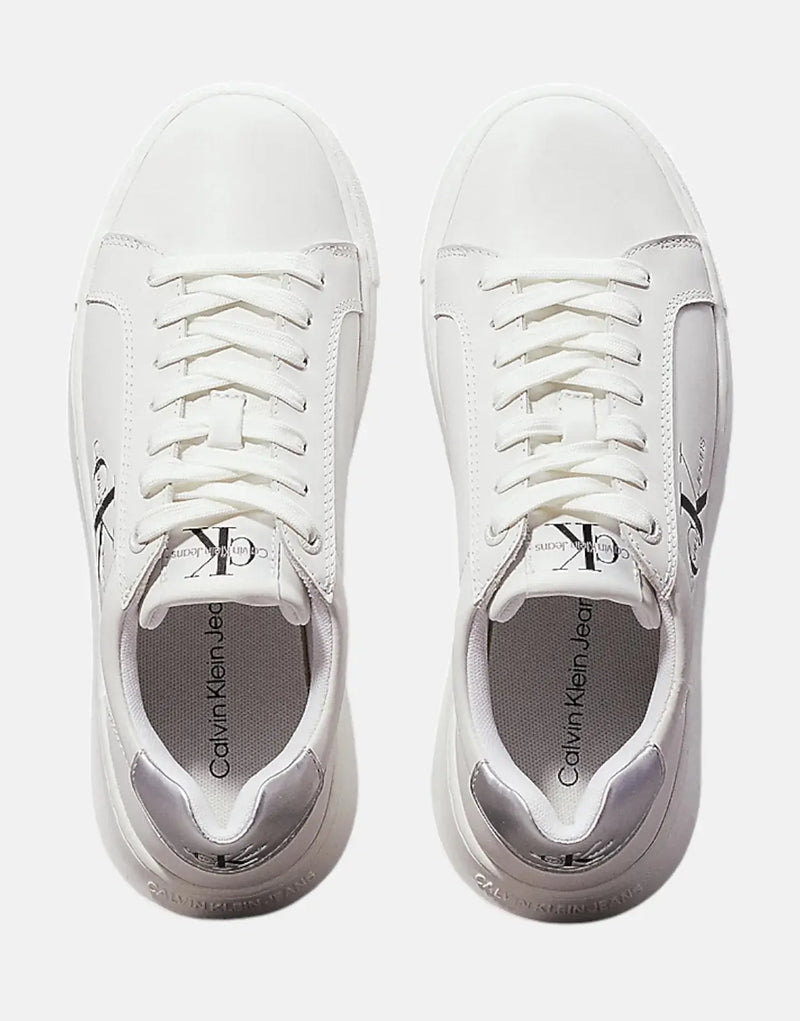 Calvin Klein Women's Chunky Cupsole Lace-up White Fashion Sneakers for Comfort