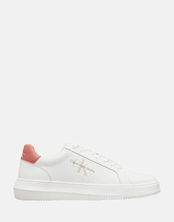 Calvin Klein Men's Chunky Cupsole Mono Leather White Multi Fashion Sneakers