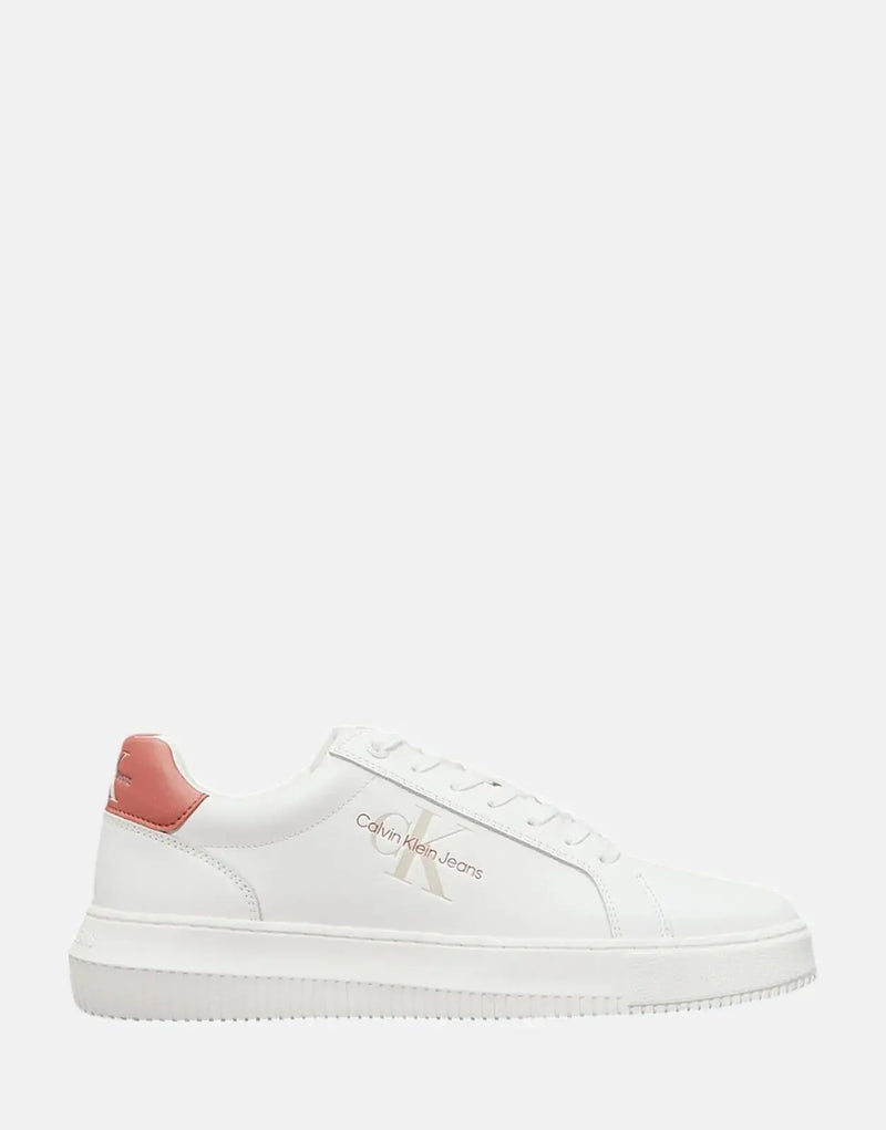 Calvin Klein Men's Chunky Cupsole Mono Leather White Multi Fashion Sneakers