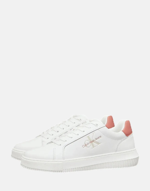Calvin Klein Men's Chunky Cupsole Mono Leather White Multi Fashion Sneakers