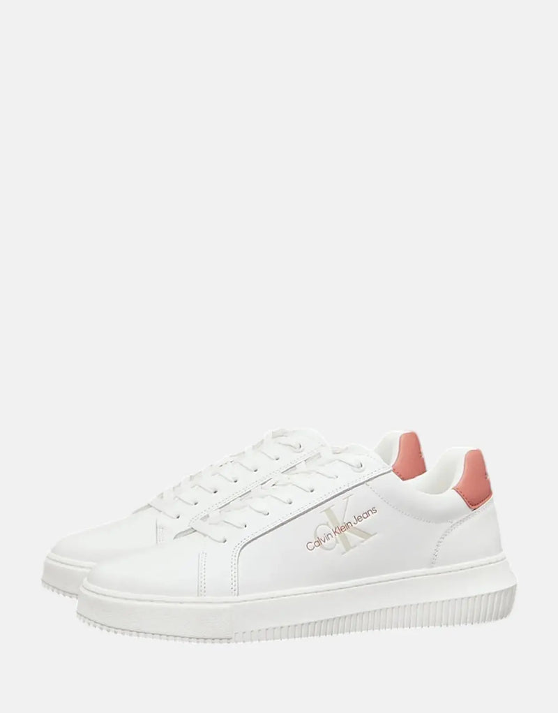 Calvin Klein Men's Chunky Cupsole Mono Leather White Multi Fashion Sneakers