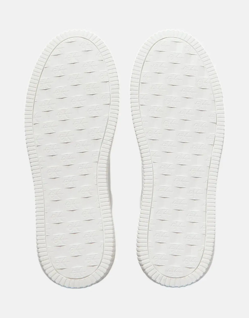 Calvin Klein Men's Chunky Cupsole Mono Leather White Multi Fashion Sneakers