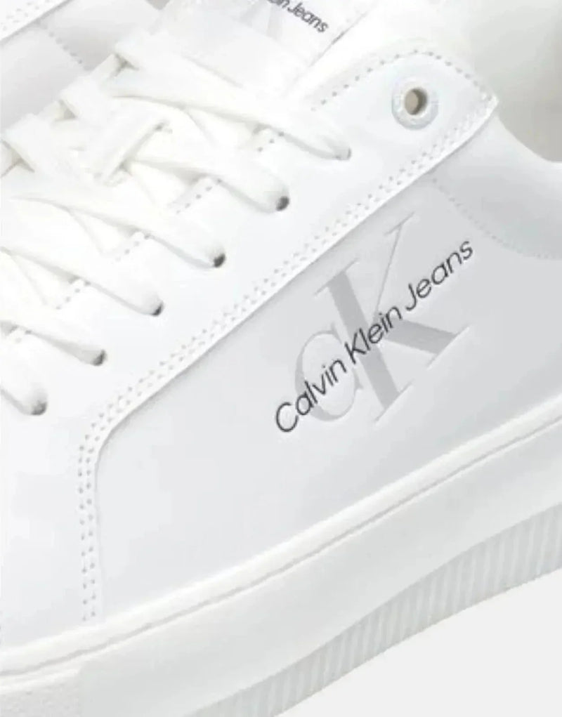 Calvin Klein Men's Chunky Cupsole Mono White Multi Platform Sneakers