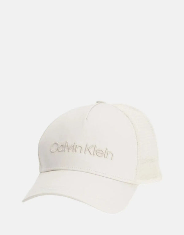 Calvin Klein Stone Trucker Cap: Organic Cotton, Embroidered Logo, Adjustable Fit