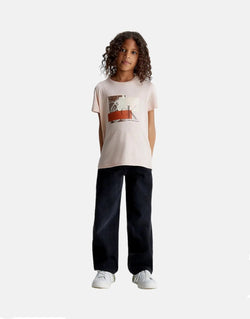 Calvin Klein Kids Layered Monogram Boxy Pink T-Shirt - Organic Cotton Blend